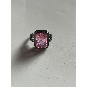 Size 7 Fashion Zircon 925 Sterling Silver Princess Cut Ring